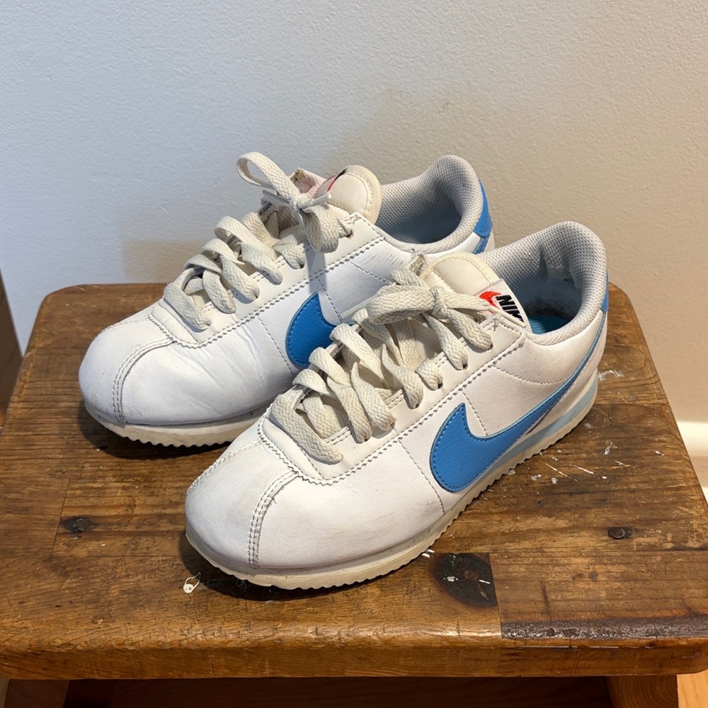 Nike Classic Cortez Sneakers in White/Blue